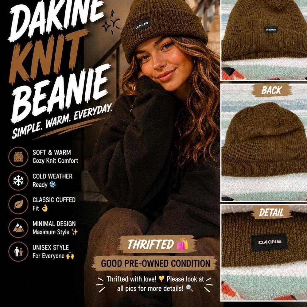 Dakine Brown Rib Knit‎ Beanie Winter Ski Snowboard Skate Streetwear One Size